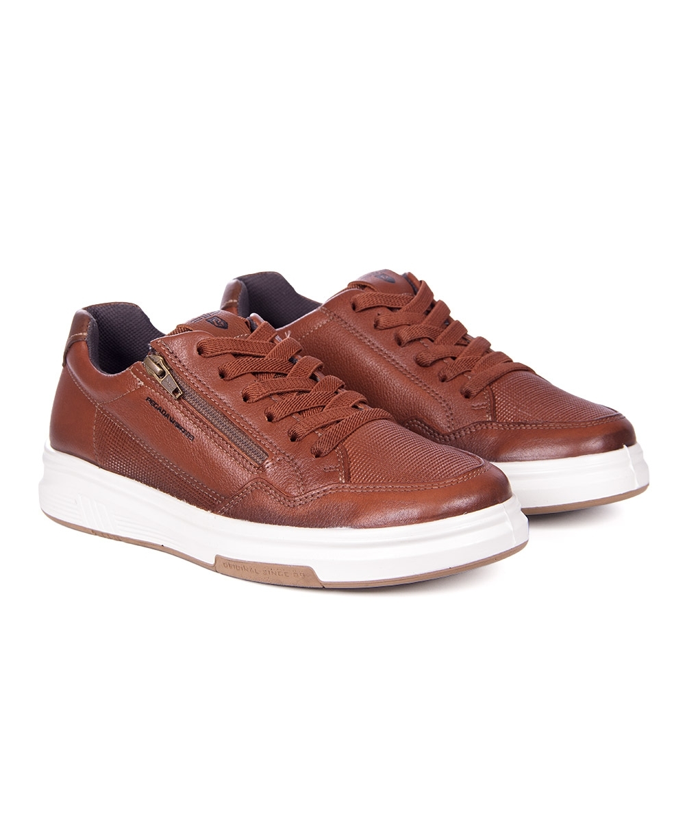 Tênis Casual Pegada Masculino Couro Marrom