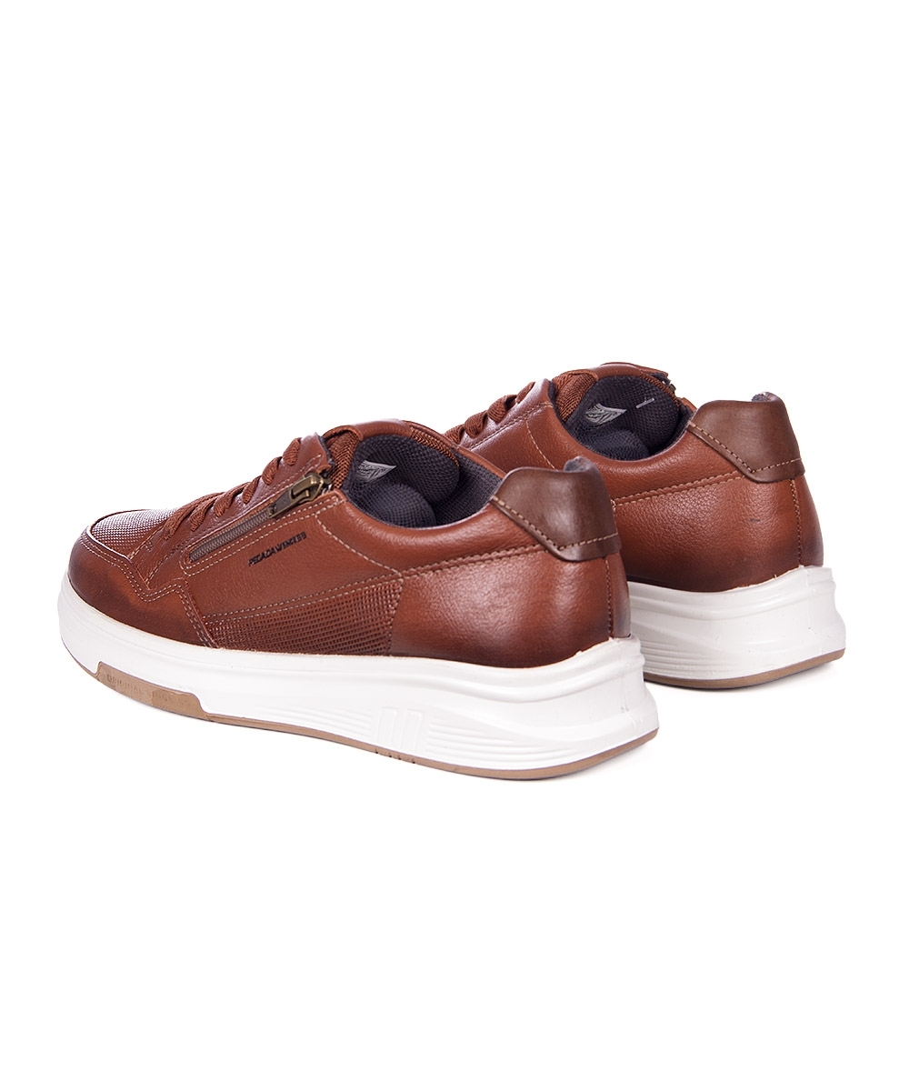 Tênis Casual Pegada Masculino Couro Marrom