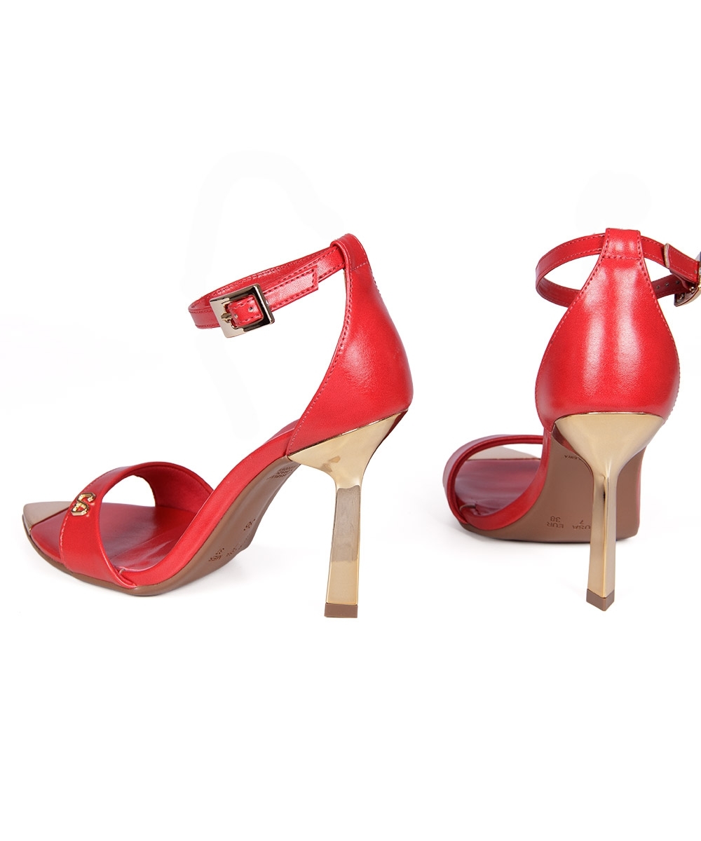 Sandália Bico Fino Bebecê Salto Alto Vermelho