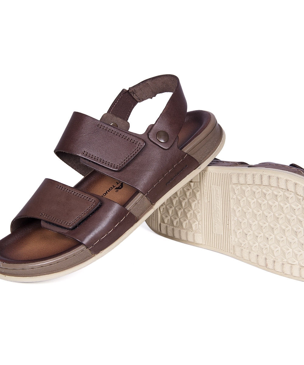 Sandália Masculina Pegada Couro Marrom