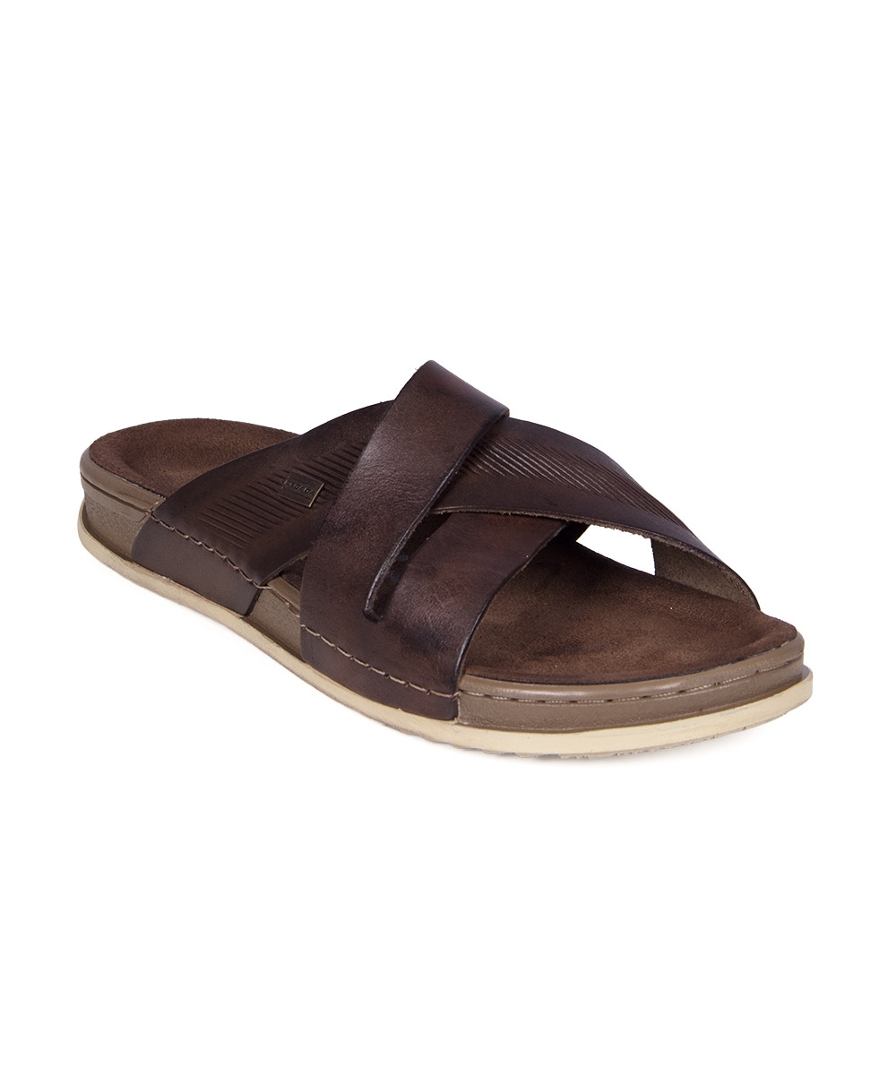 Chinelo Slide Pegada Softtouch Couro Marrom