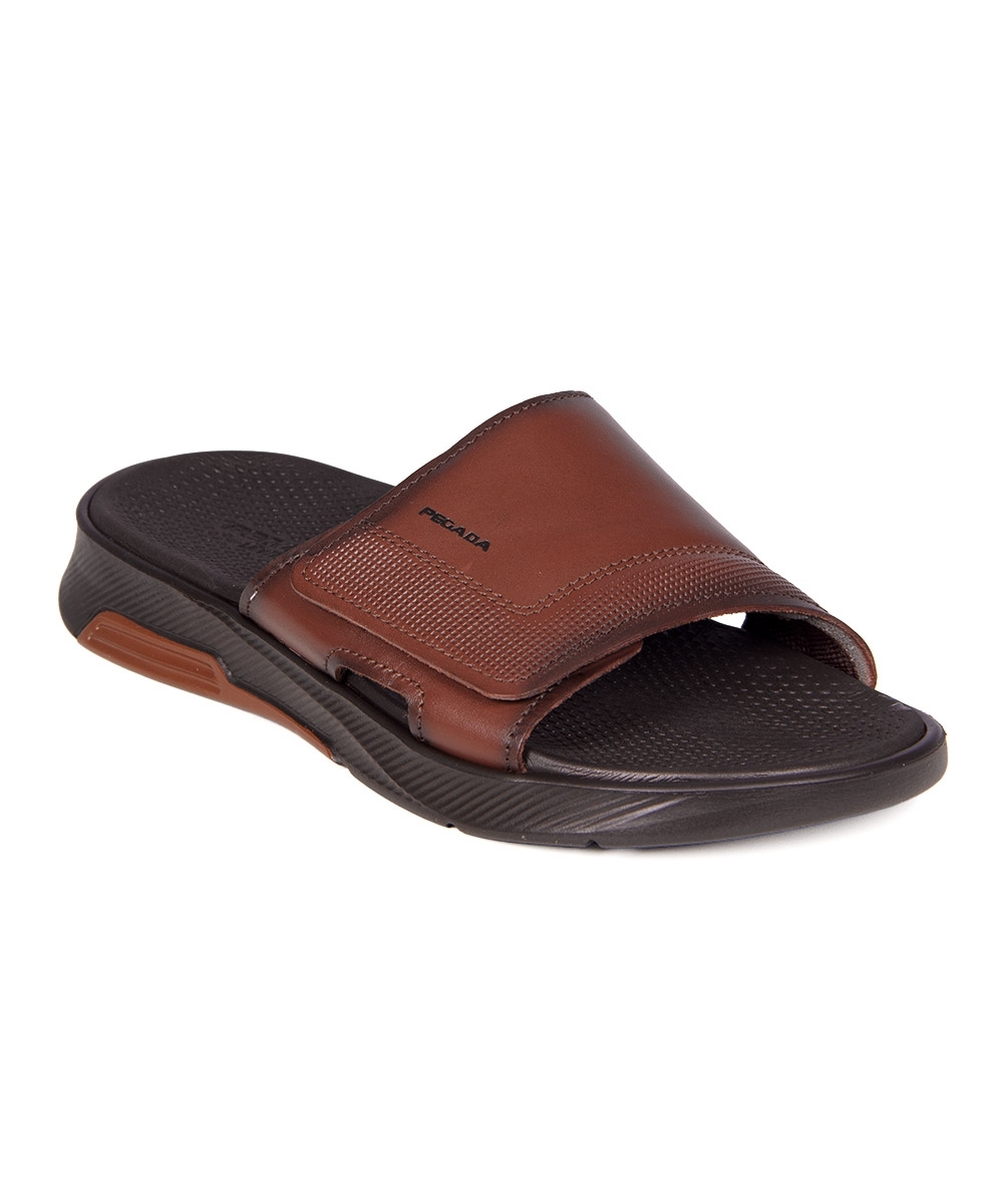 Chinelo Slide Pegada Levitech Couro Marrom