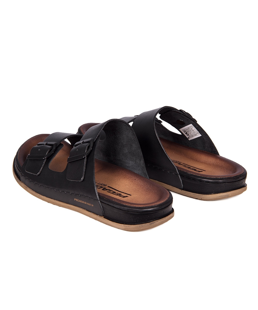 Chinelo Pegada Masculino Couro Preto