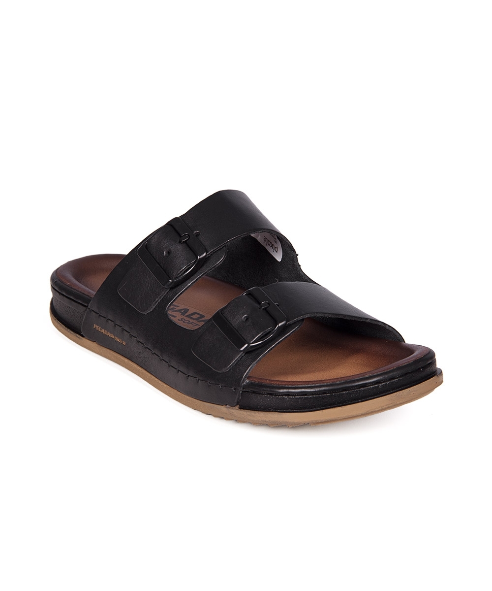 Chinelo Pegada Masculino Couro Preto