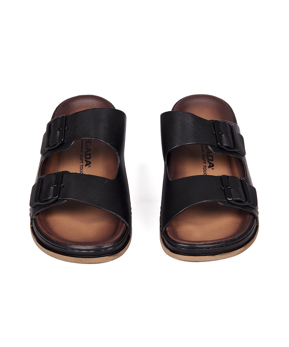 Chinelo Pegada Masculino Couro Preto