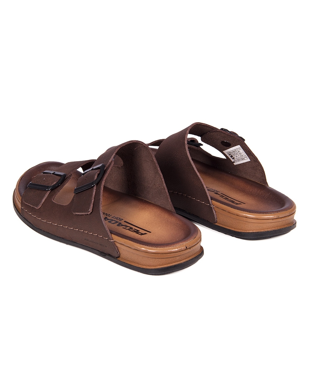 Chinelo Pegada Masculino Couro Marrom