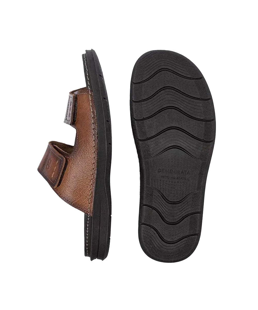 Sandália Masculina Democrata Lazy Couro Marrom