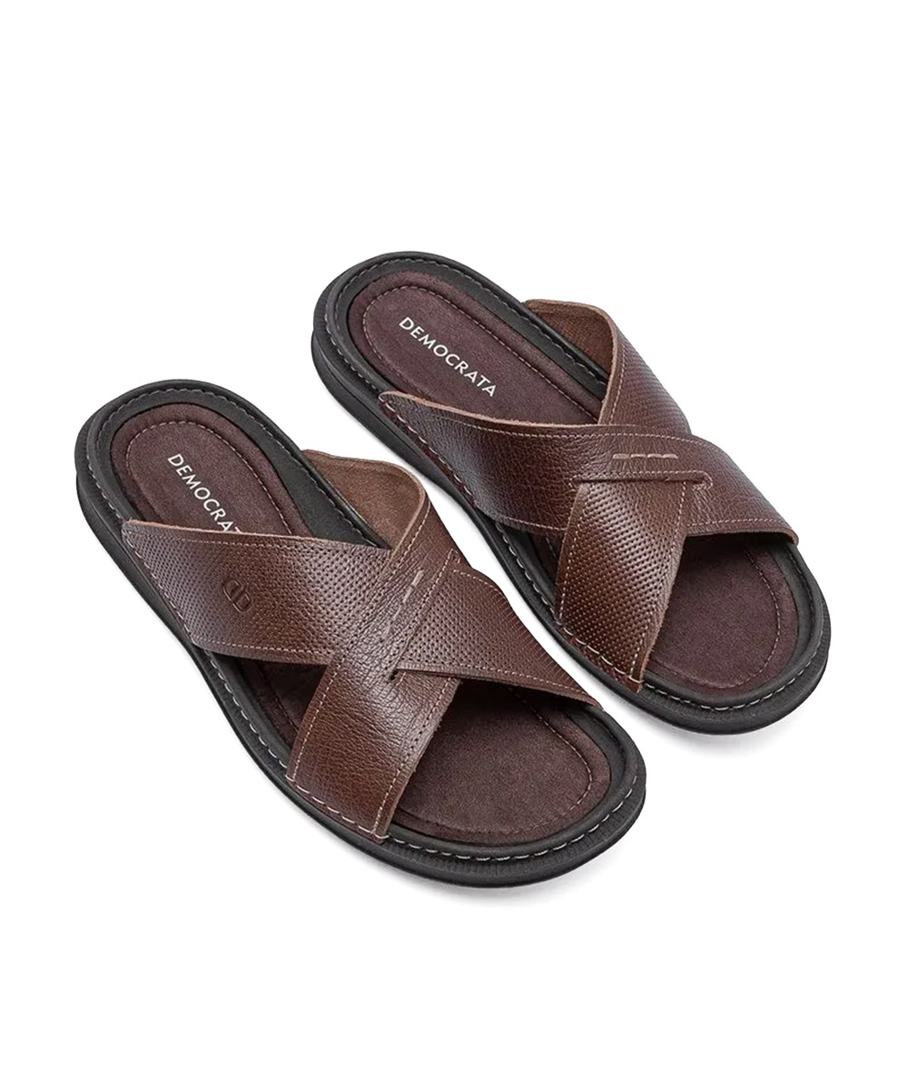 Chinelo Masculino Democrata Lazy Couro Marrom