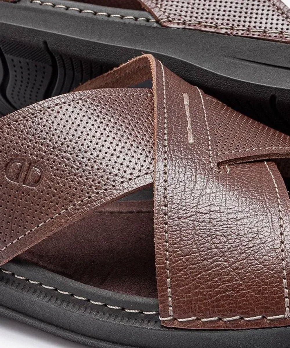 Chinelo Masculino Democrata Lazy Couro Marrom