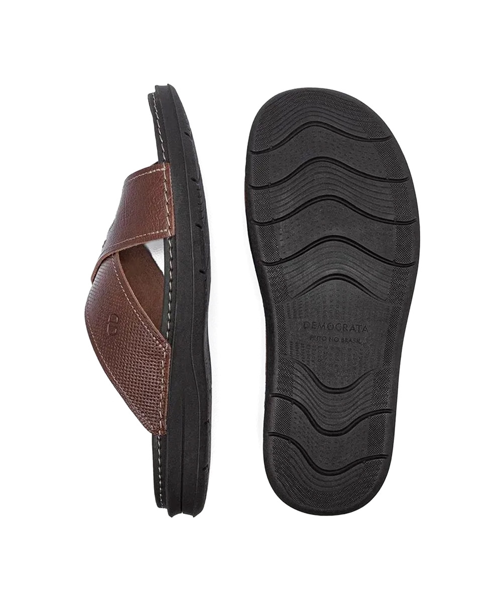 Chinelo Masculino Democrata Lazy Couro Marrom