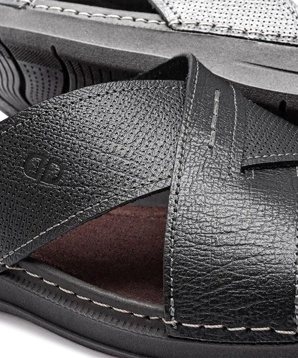 Chinelo Masculino Democrata Lazy Couro Preto