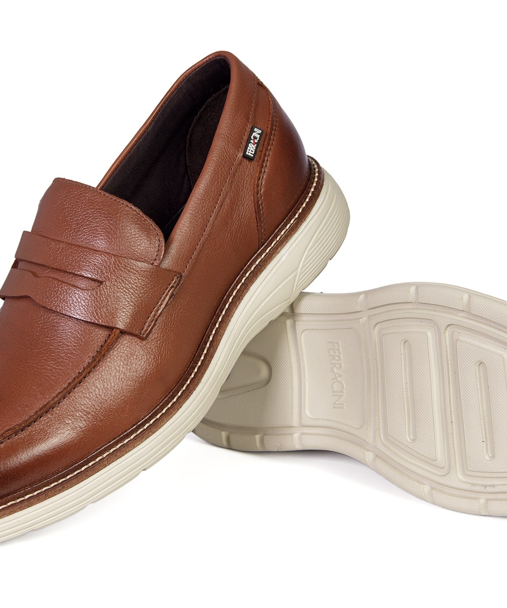 Sapato Masculino Ferracini Slip On Couro Marrom
