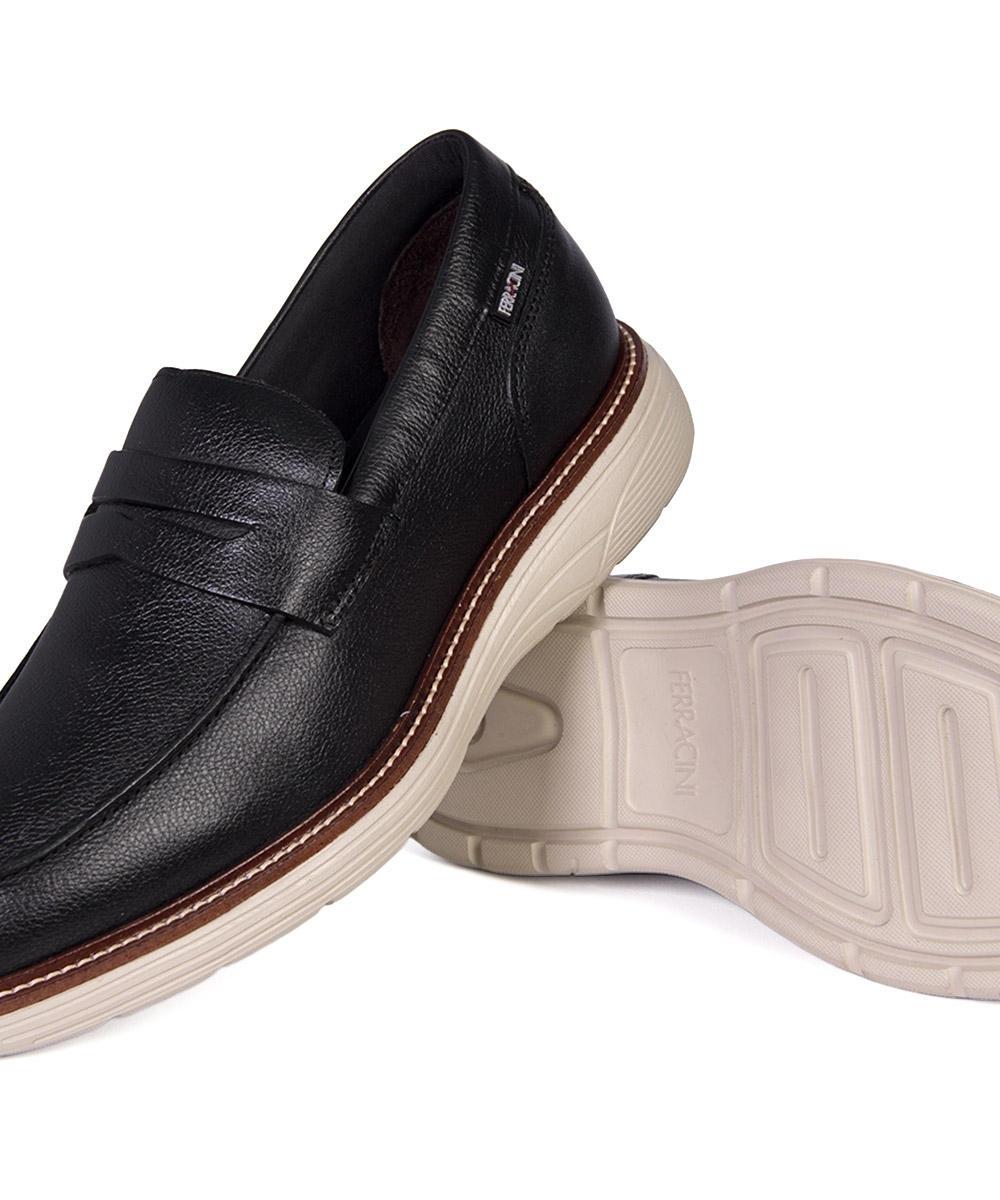 Sapato Masculino Ferracini Slip On Couro Preto