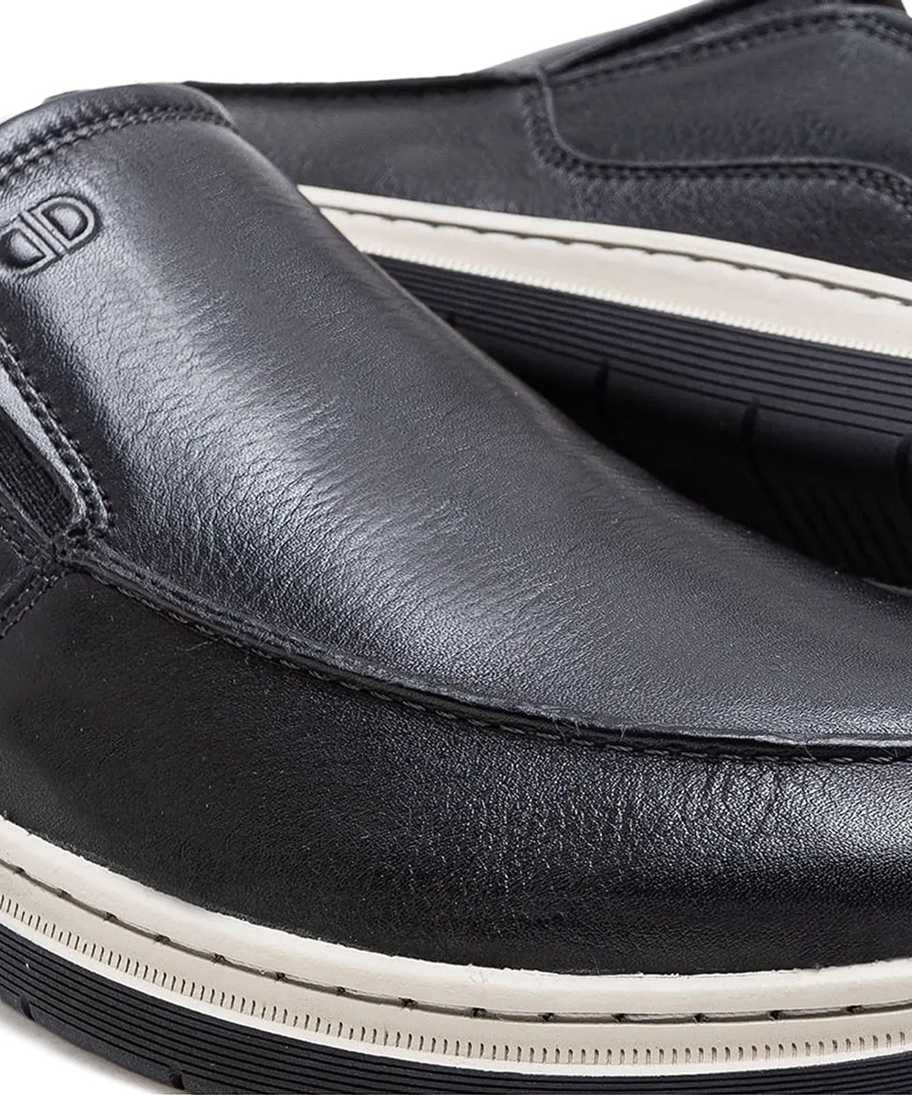 Tênis Masculino Democrata Easy Leave Couro Preto