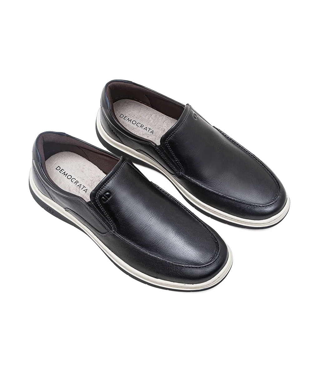 Tênis Masculino Democrata Easy Leave Couro Preto