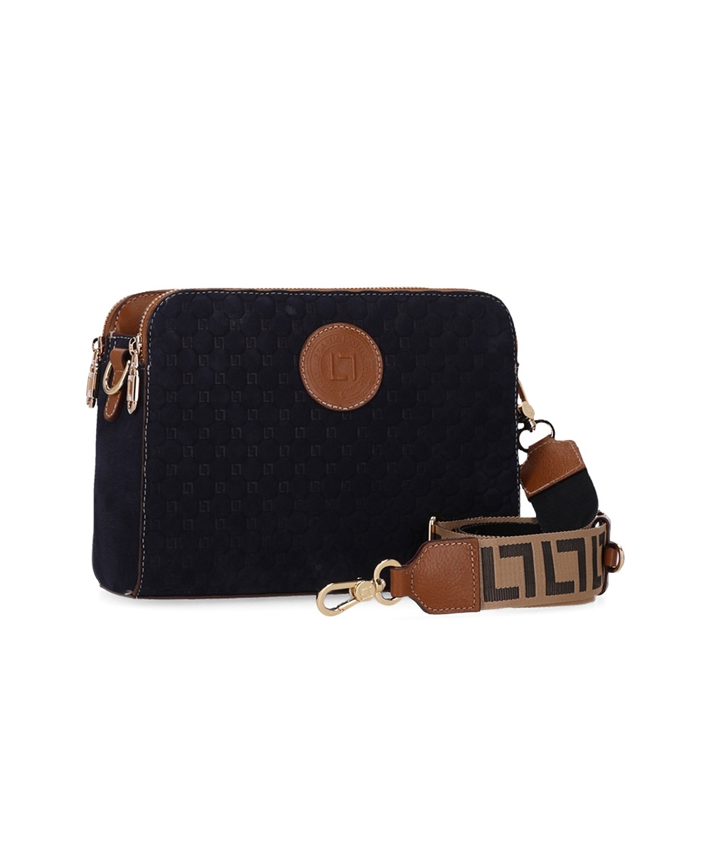 Bolsa Tiracolo Luz Da Lua Bella couro Bison Marinho