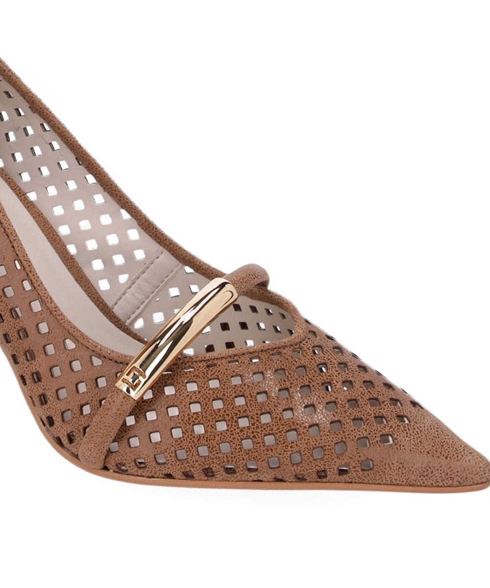 Scarpin Luz Da Lua Salto Alto Couro Ginger Ginger