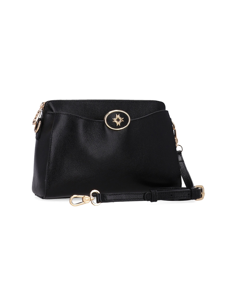 Bolsa Tiracolo Luz Da Lua Pequena Couro Atacama Preto