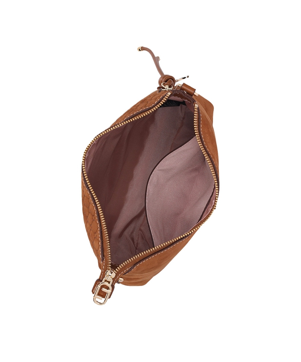 Bolsa Tiracolo Luz Da Lua Média Couro Bison Caramelo