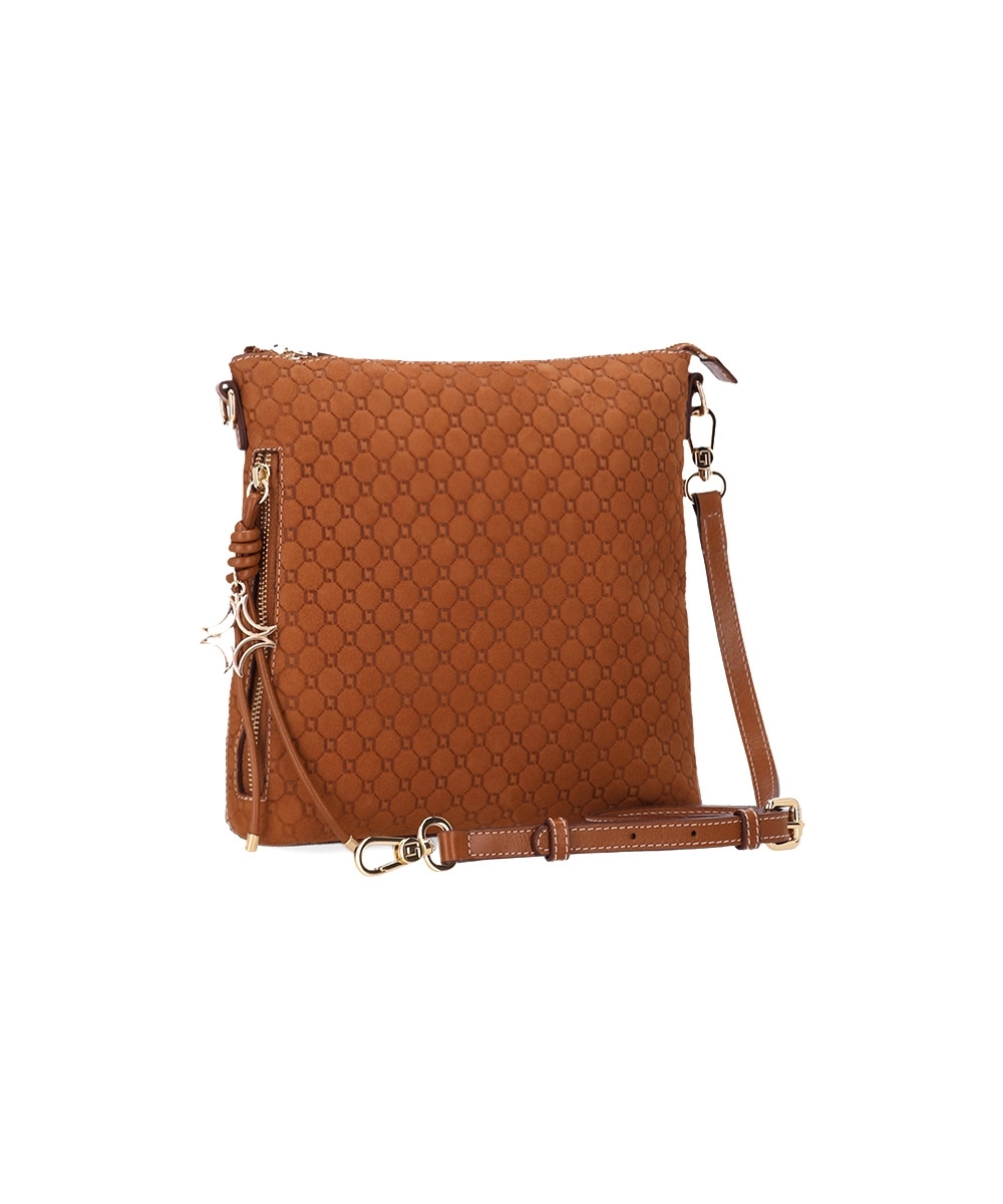 Bolsa Tiracolo Luz Da Lua Média Couro Bison Caramelo