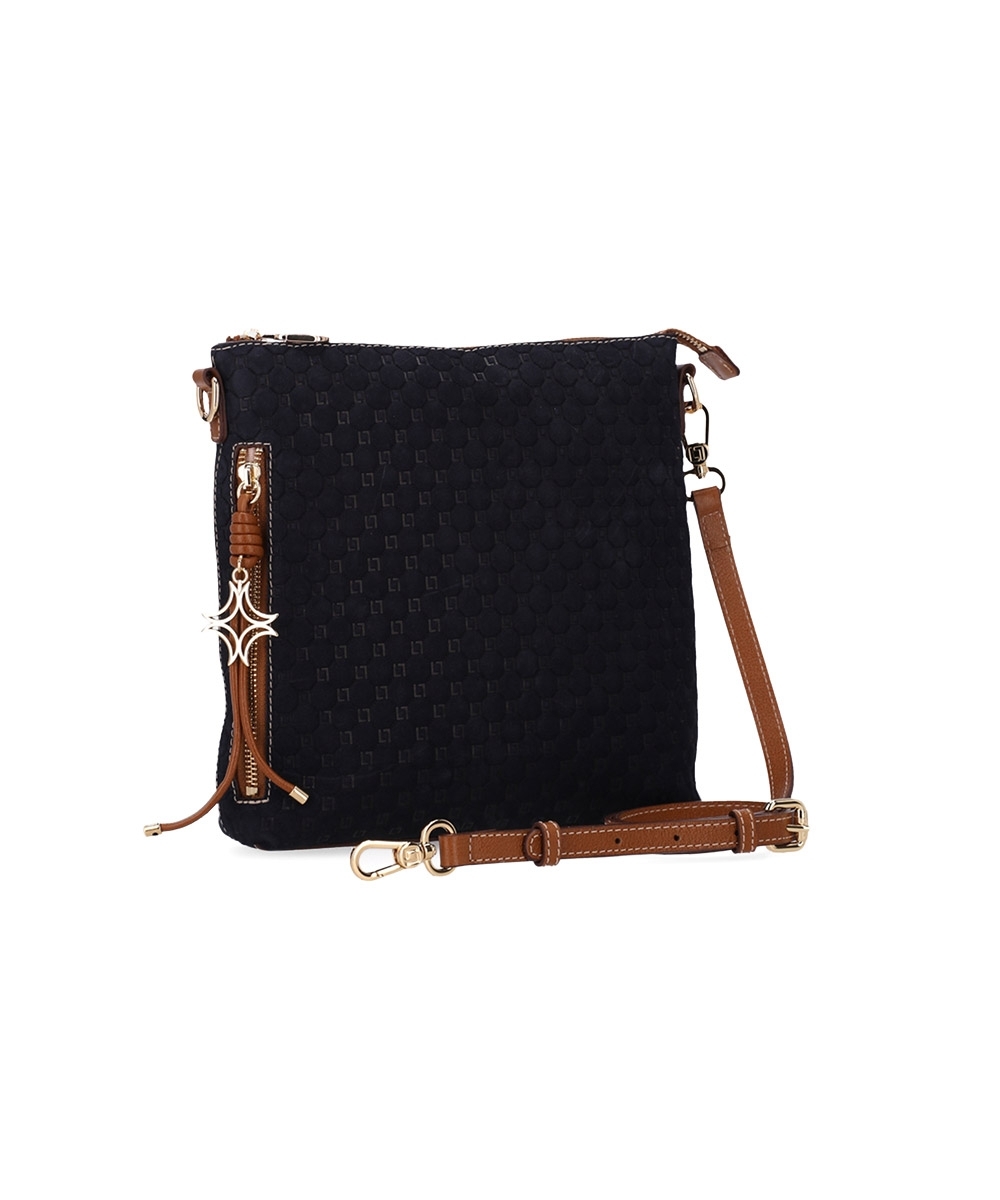 Bolsa Tiracolo Luz Da Lua Média Couro Bison Marinho