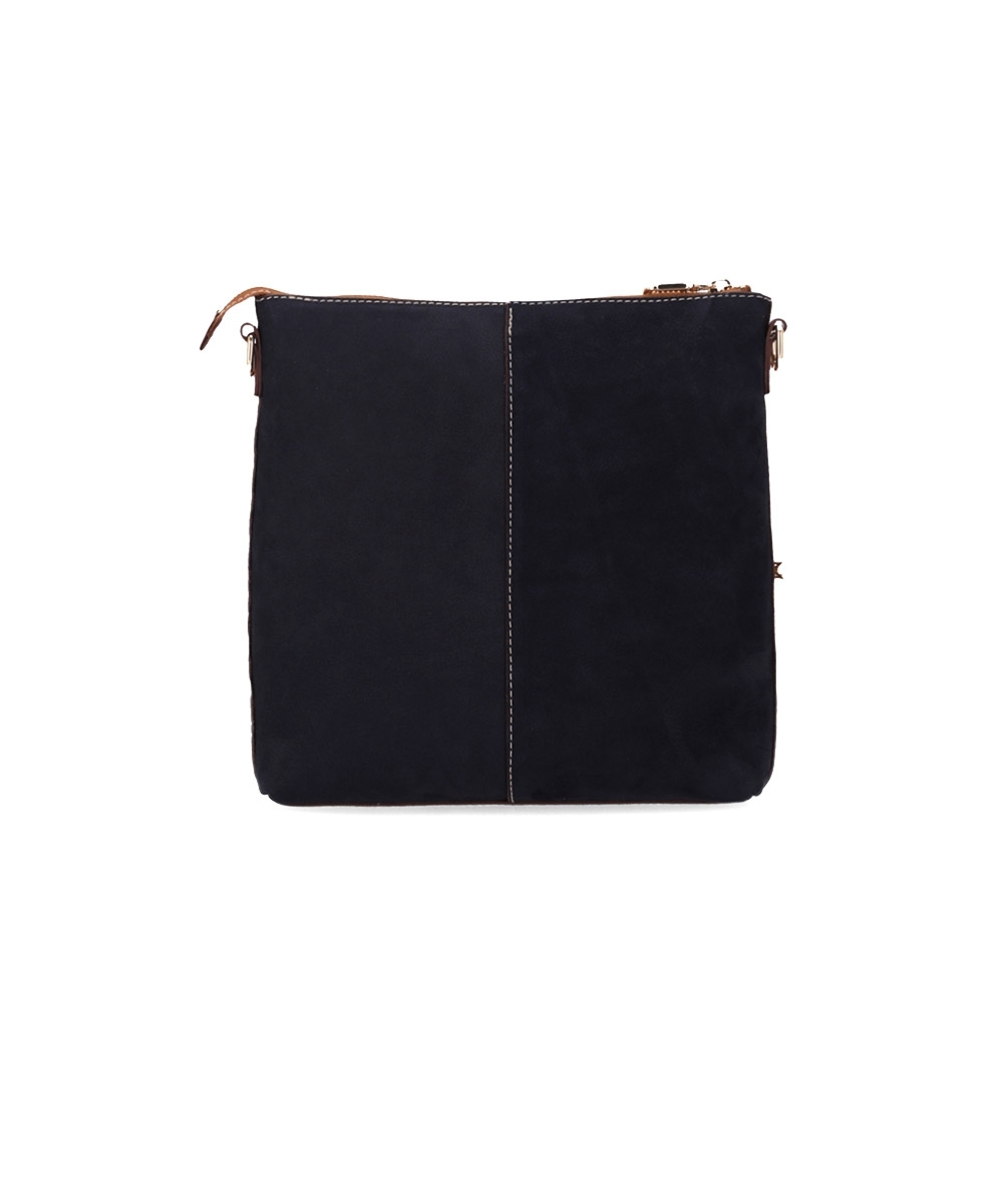 Bolsa Tiracolo Luz Da Lua Média Couro Bison Marinho