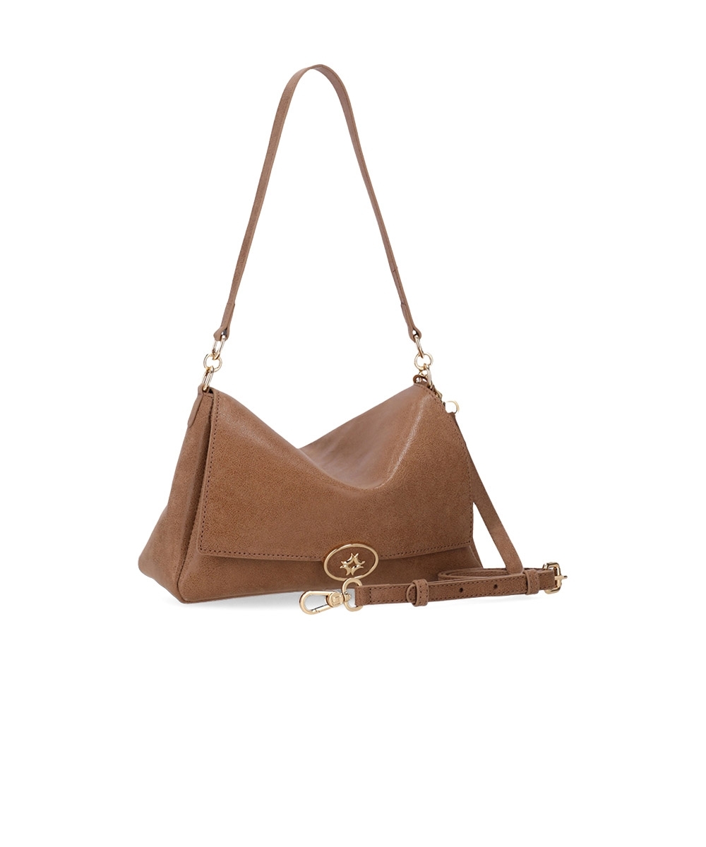 Bolsa Hobo Luz Da Lua Grande Couro Bison Ginger