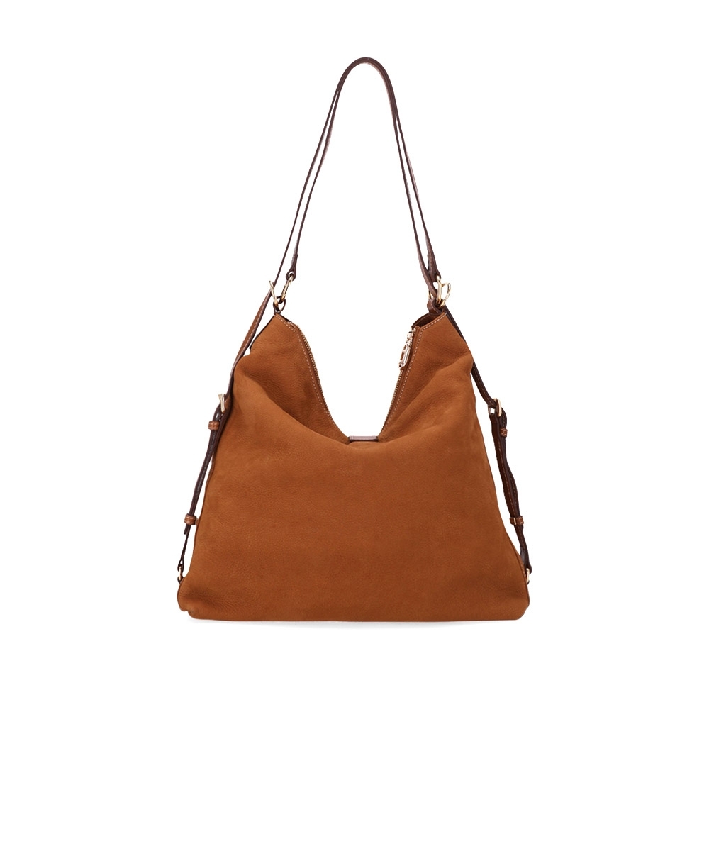 Bolsa Hobo Luz Da Lua Grande Couro Bison Caramelo