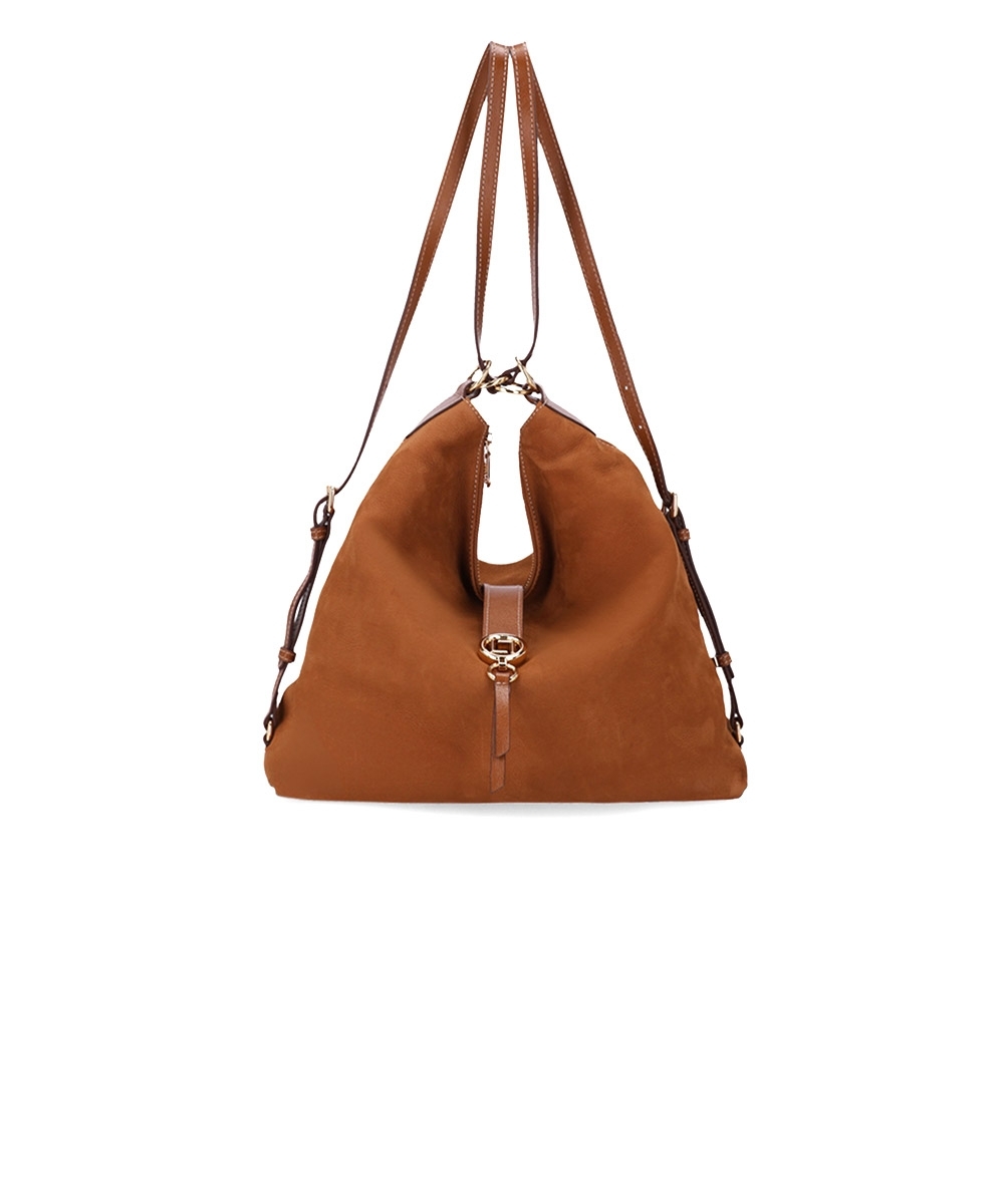 Bolsa Hobo Luz Da Lua Grande Couro Bison Caramelo