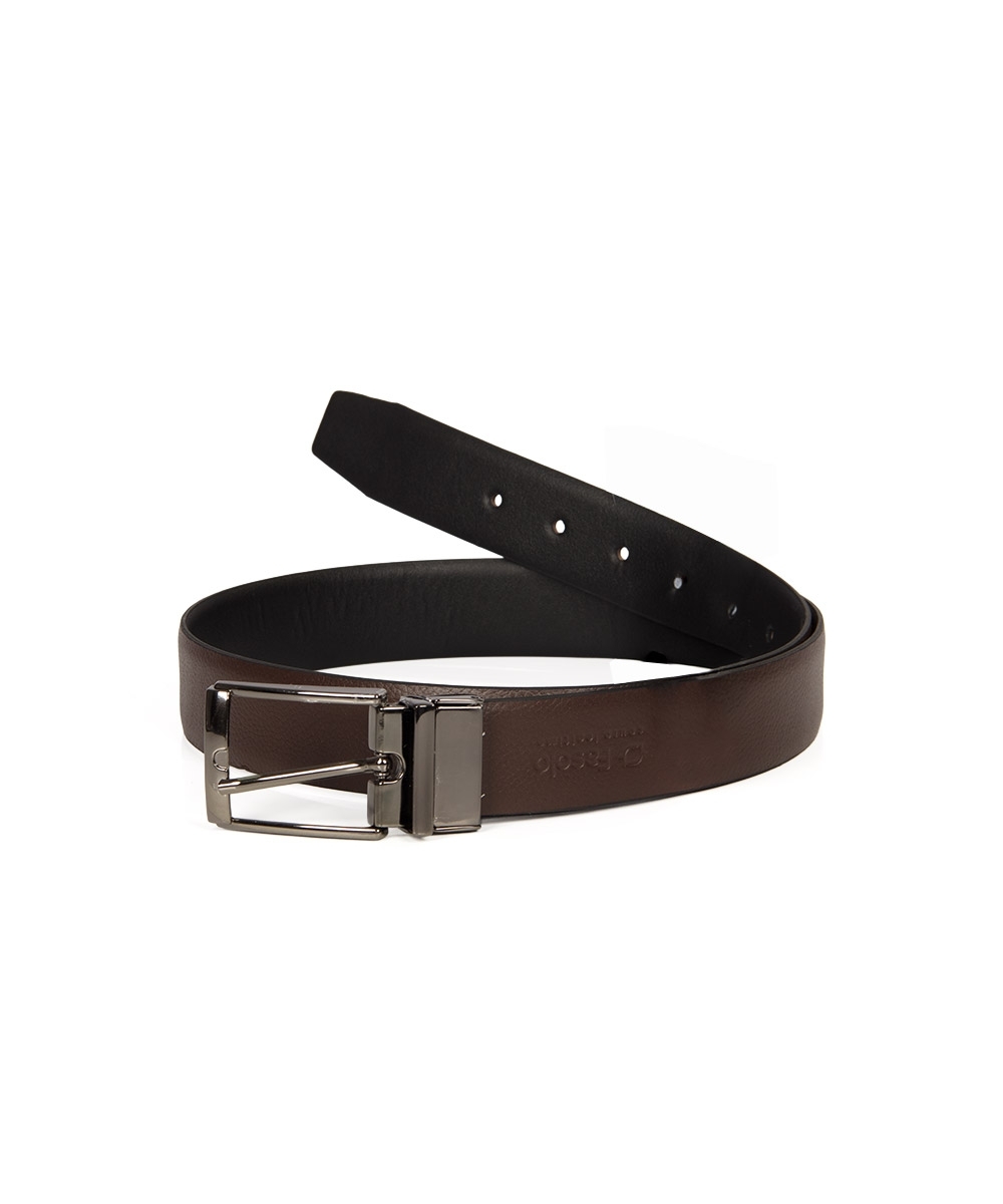 Cinto Dupla Face Fasolo Masculino Couro Preto/marrom