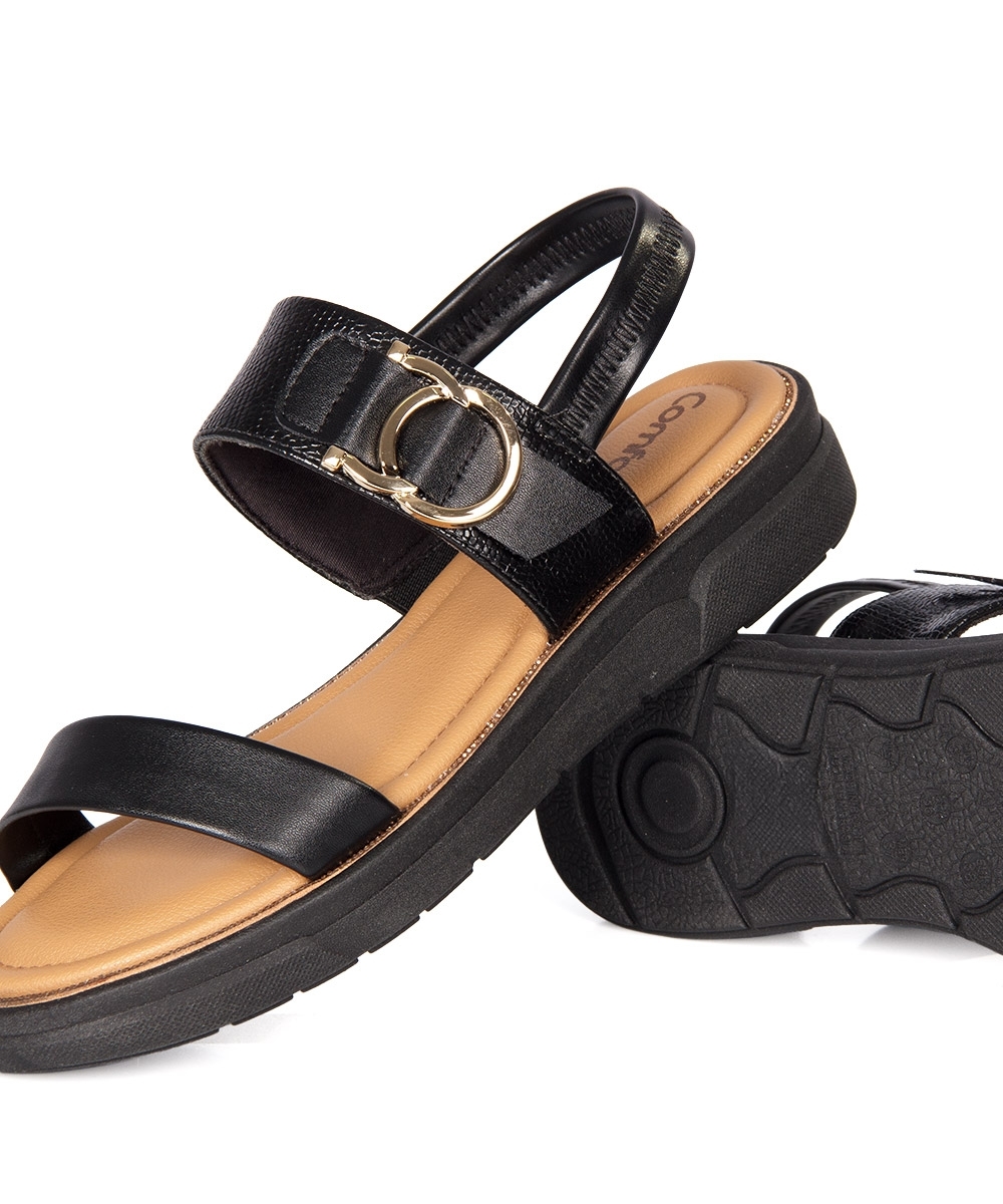 Sandália Flatform Comfortflex Preto