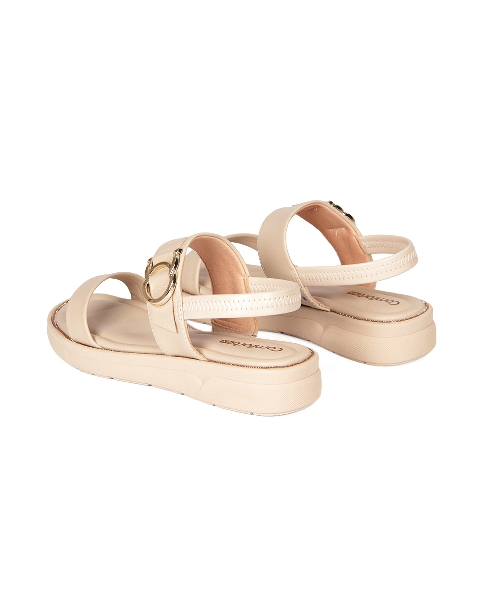 Sandália Flatform Comfortflex Bege