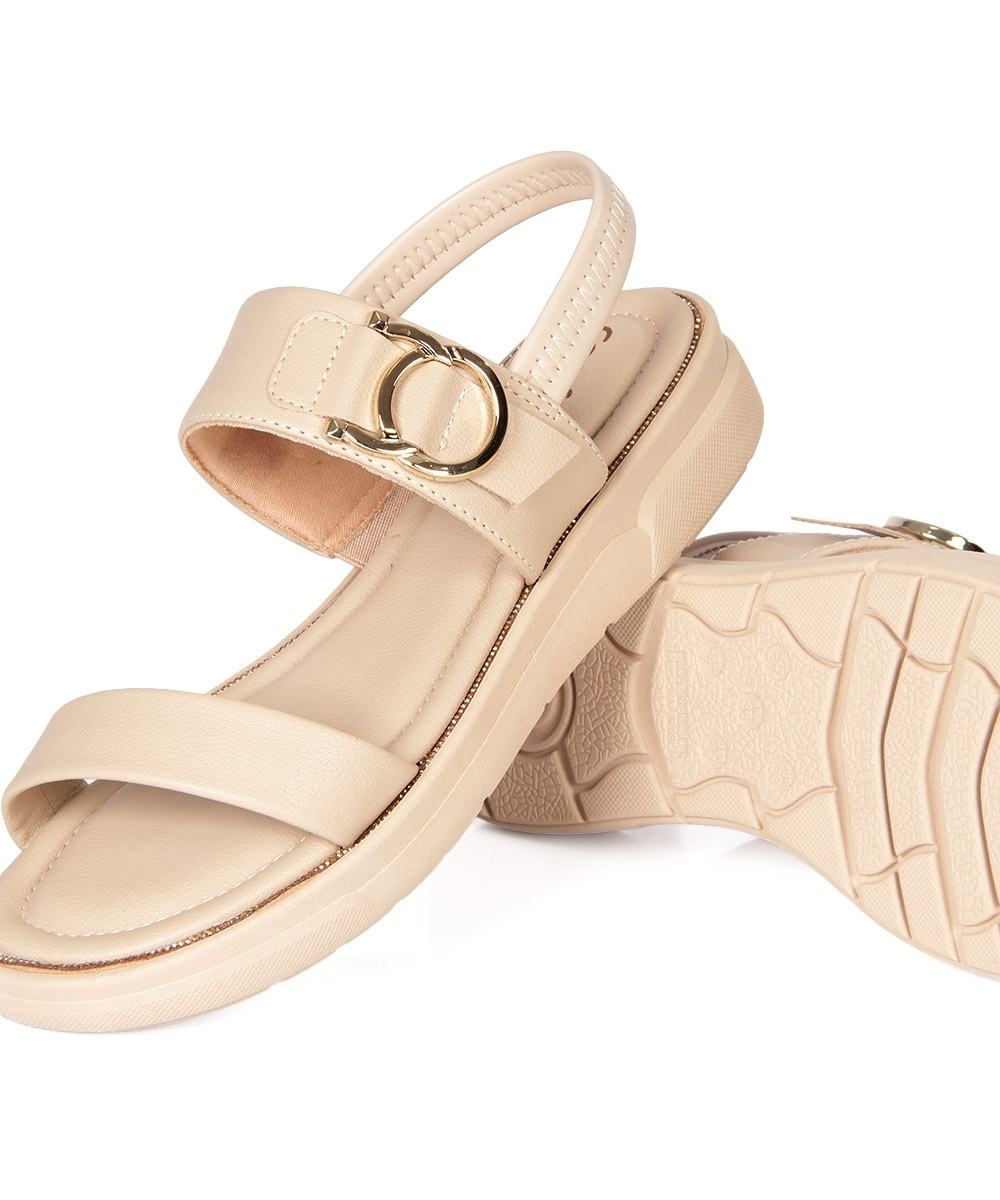 Sandália Flatform Comfortflex Bege