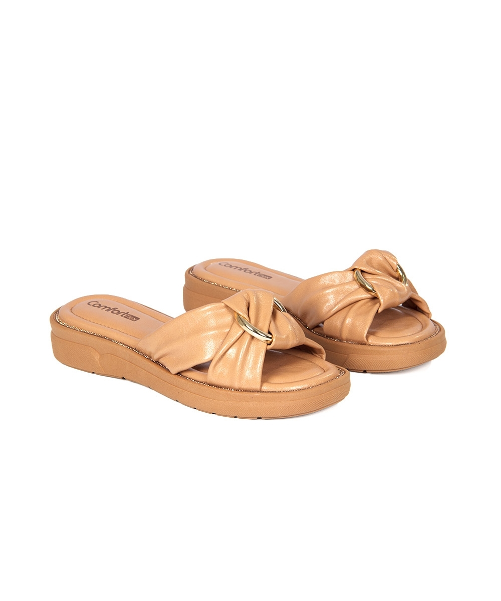 Tamanco Flatform Comfortflex Nude
