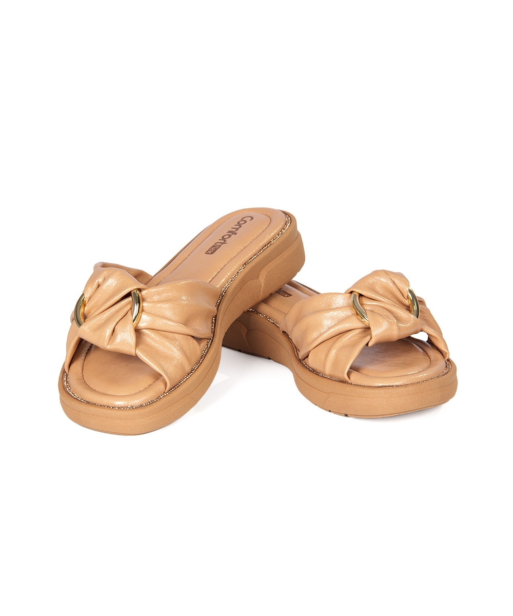 Tamanco Flatform Comfortflex Nude