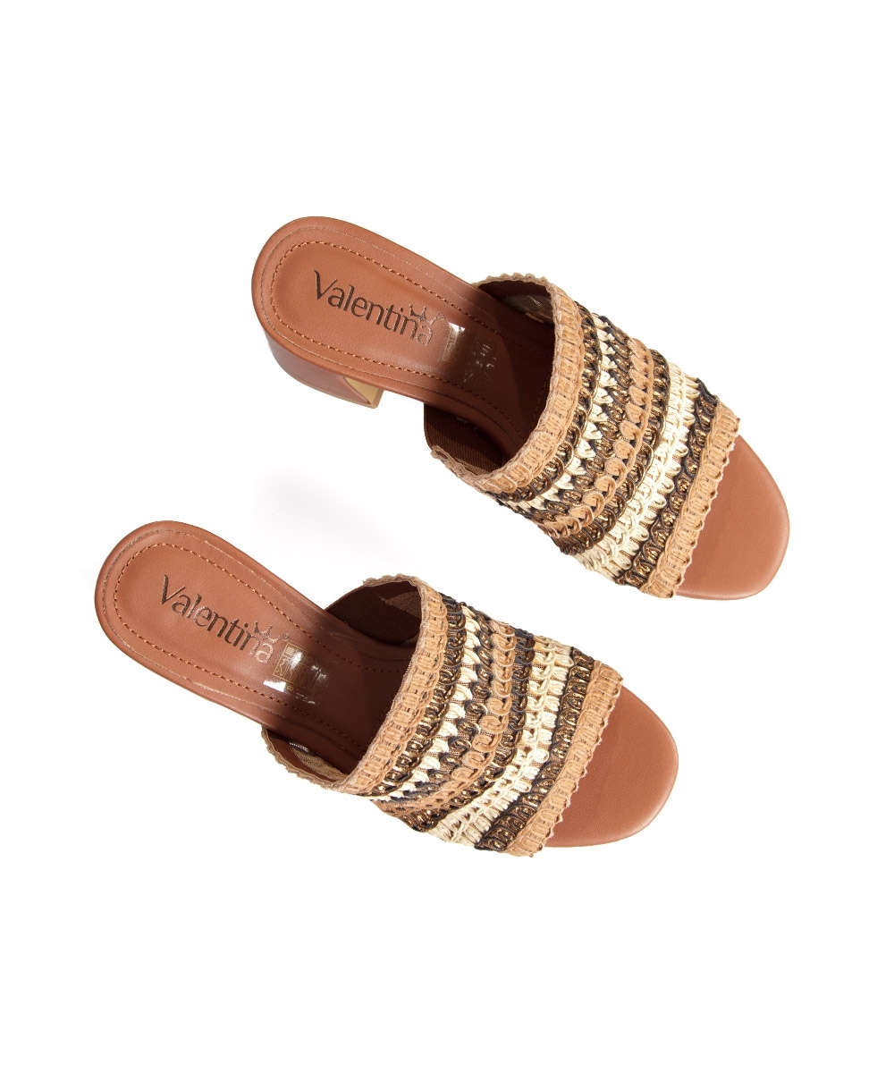 Tamanco Valentina Salto Bloco Camel