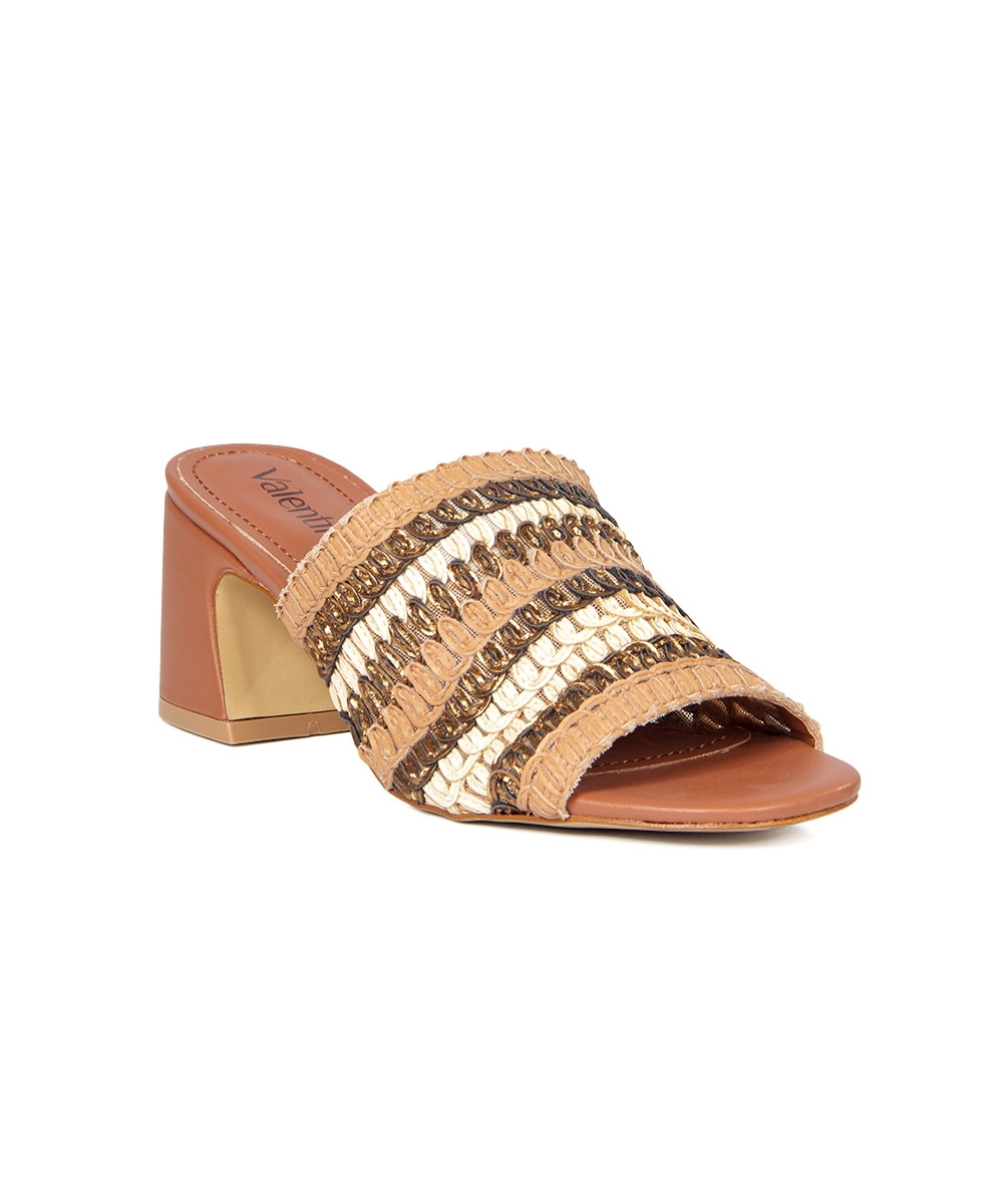 Tamanco Valentina Salto Bloco Camel