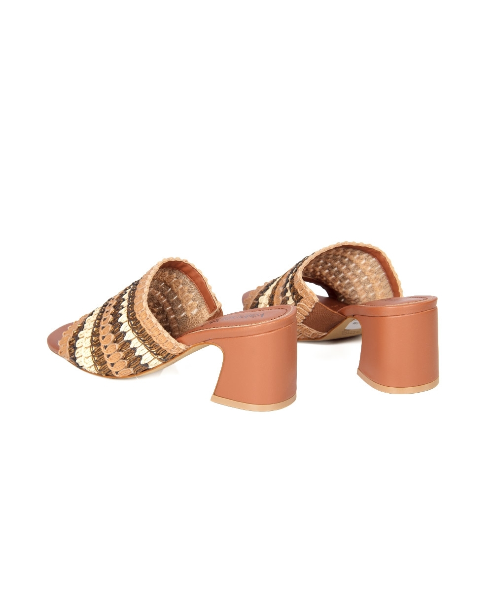 Tamanco Valentina Salto Bloco Camel