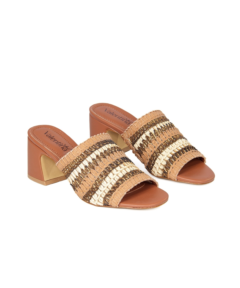 Tamanco Valentina Salto Bloco Camel