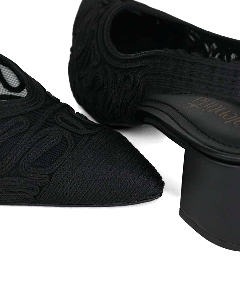 Sapato Slingback Valentina Salto Bloco Preto