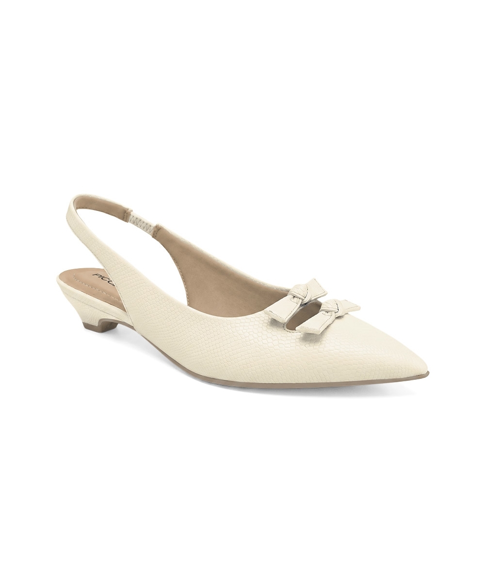 Sapato Slingback Piccadilly Carla Salto Médio OFF WHITE