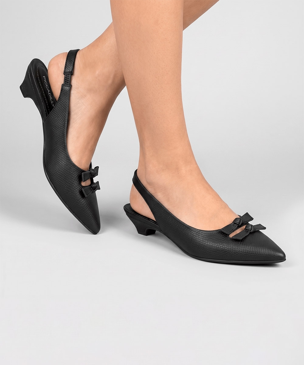 Sapato Slingback Piccadilly Carla Salto Médio PRETO