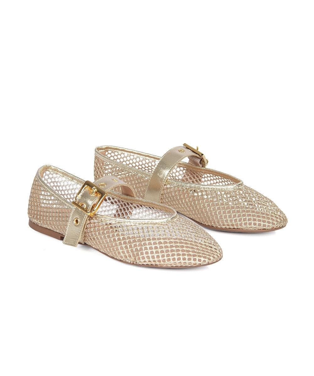 Sapatilha Mary Jane Giulia Domna Tela Lotus OURO