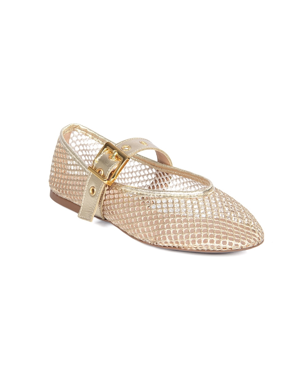Sapatilha Mary Jane Giulia Domna Tela Lotus OURO