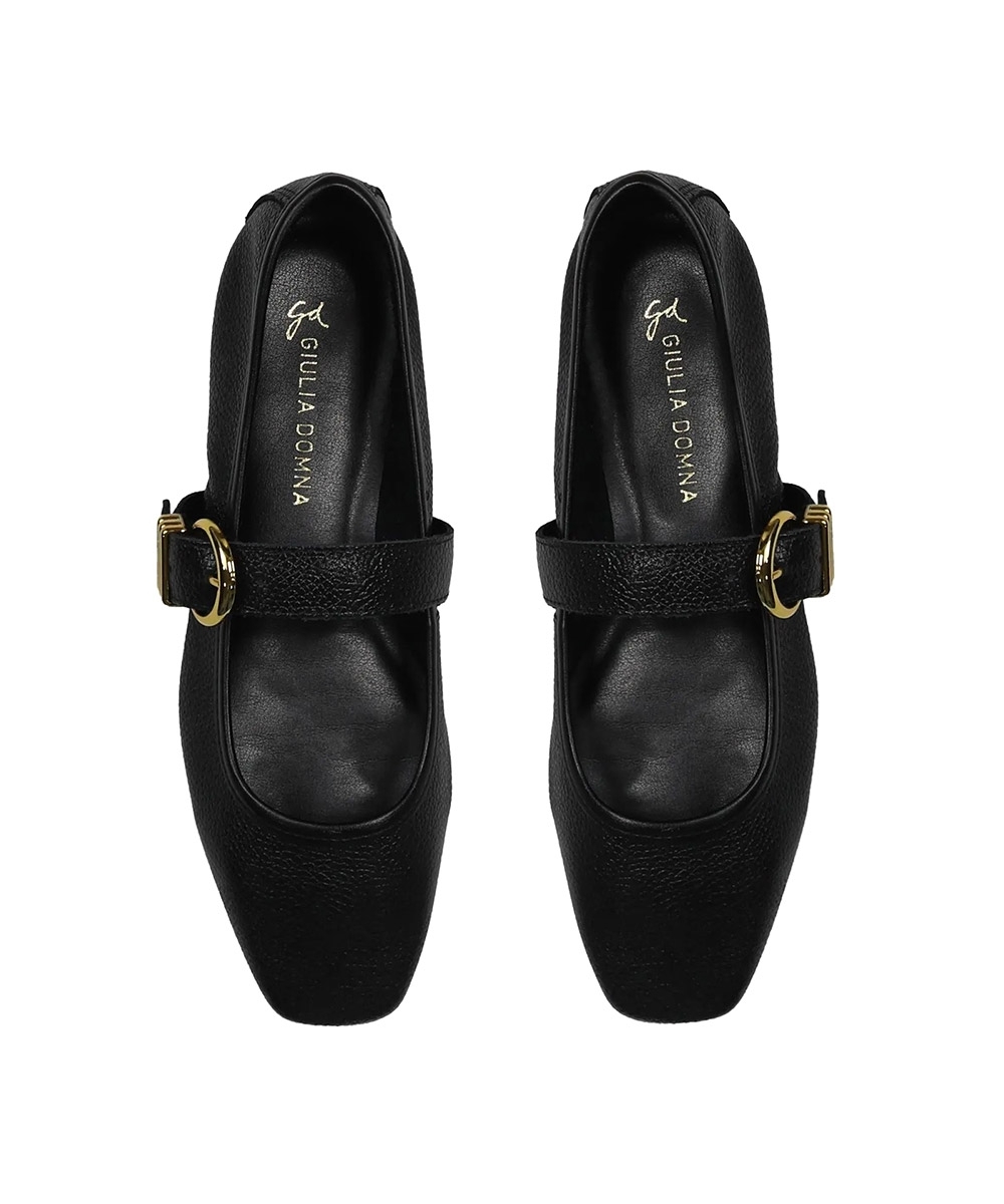 Sapatilha Giulia Domna Mary Jane Couro PRETO