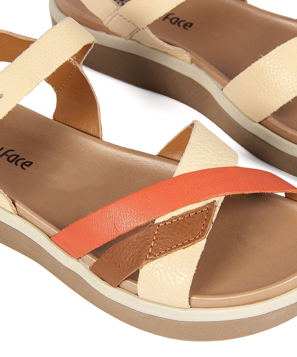 Sandália Flatform New Face Couro CREME