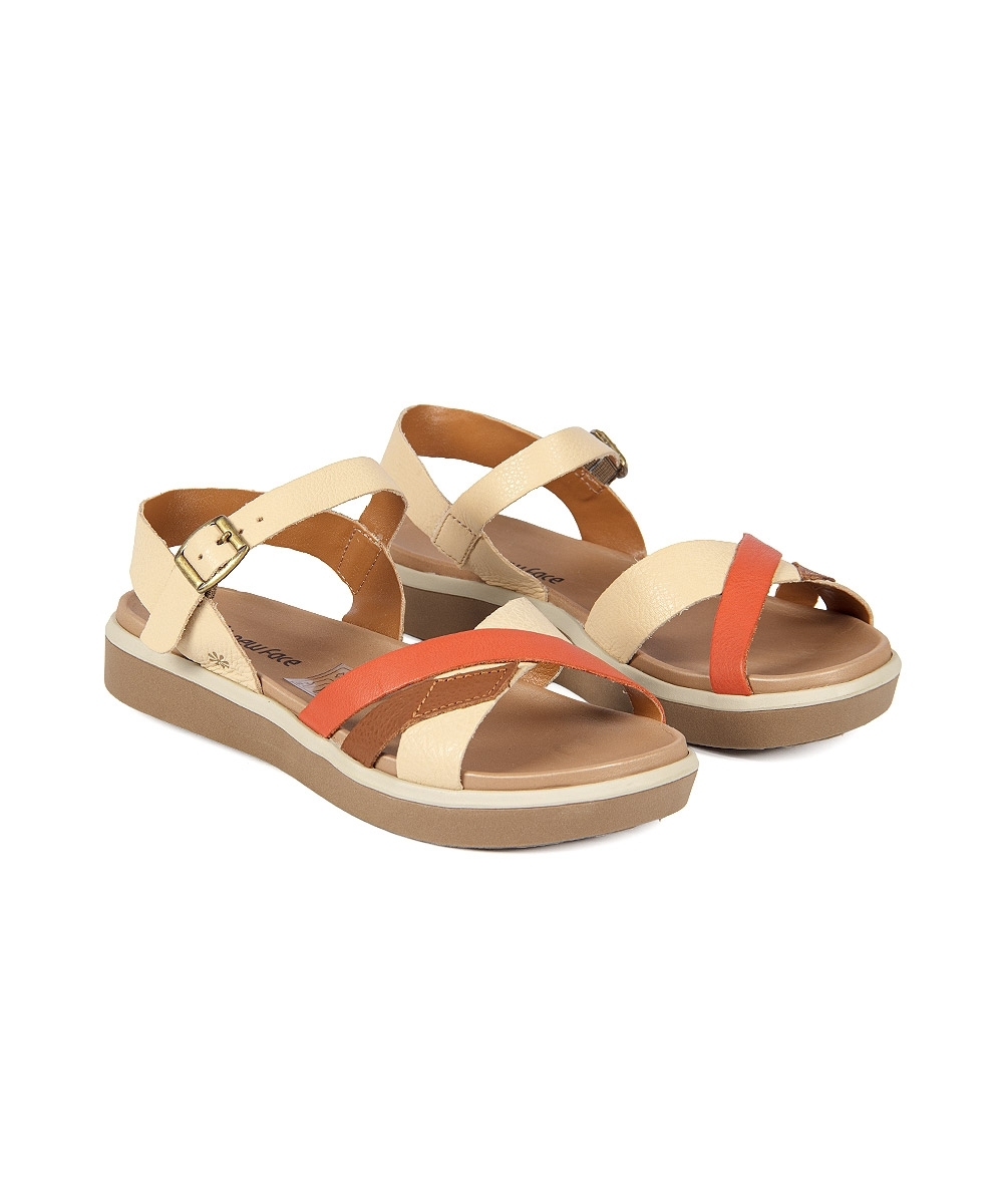 Sandália Flatform New Face Couro CREME