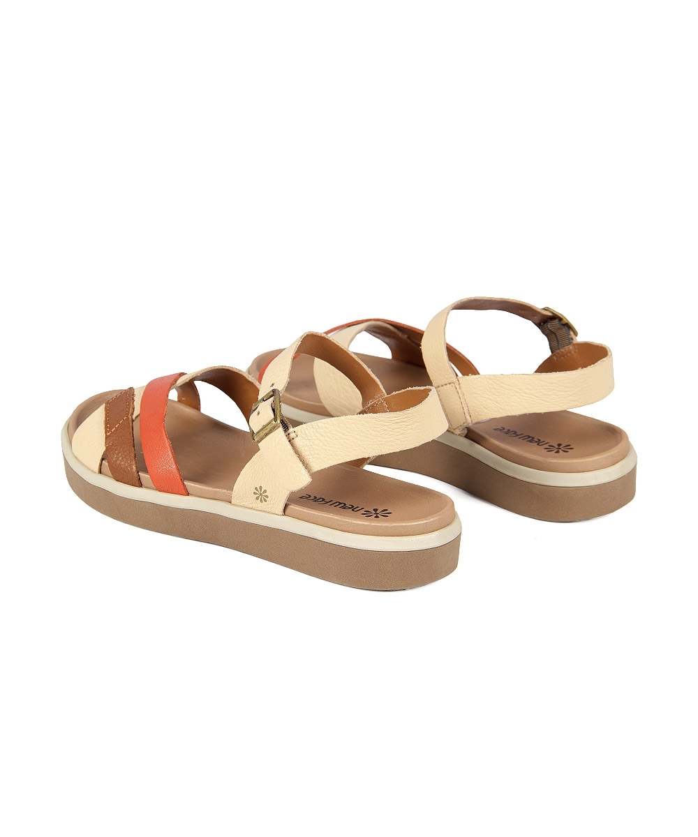 Sandália Flatform New Face Couro CREME