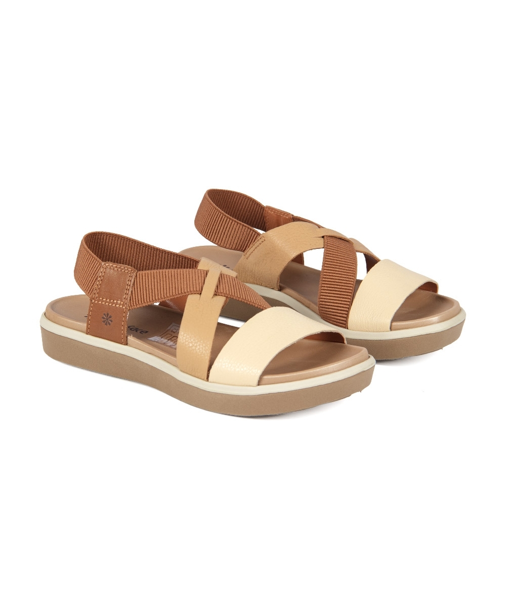 Sandália Flatform New Face Couro CREME