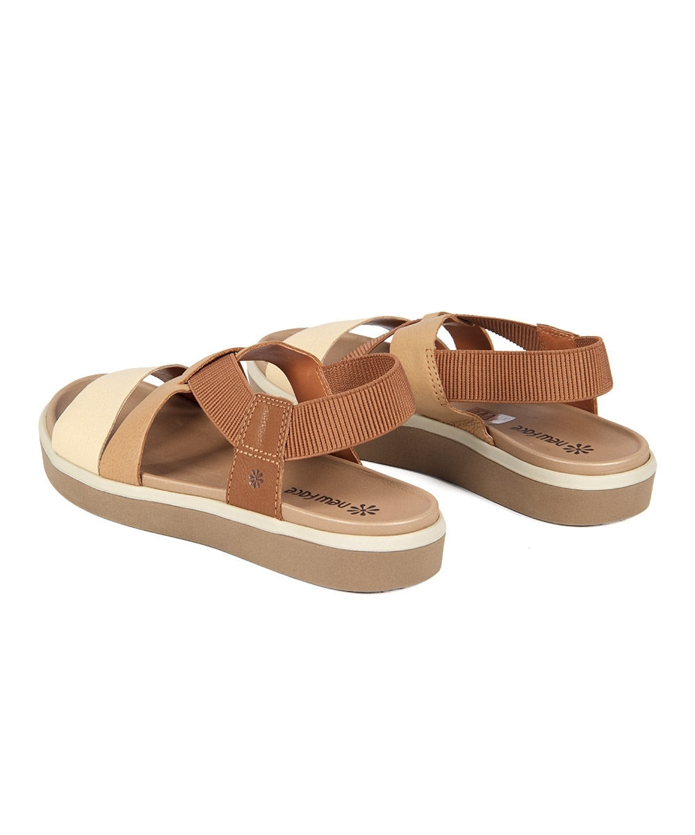 Sandália Flatform New Face Couro CREME